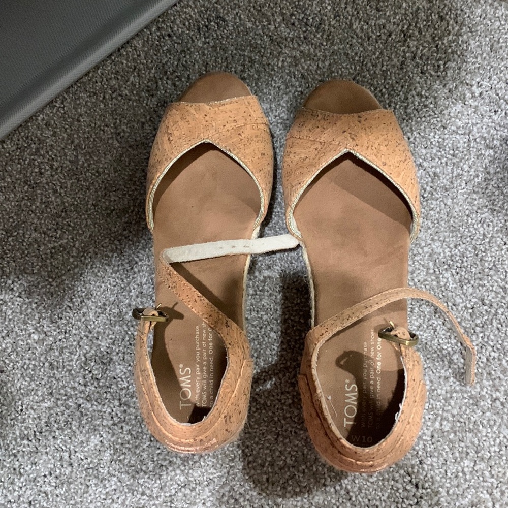 Tom’s wedged heels, womens 10, worn 1 time